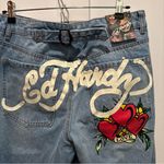 Ed Hardy  Graphic Embroidered Heart Wide Leg Jeans Photo 3