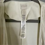 Chico's  Size 2 Ecru‎ Faux Leather Strip Open Front Cardigan Coastal Lagenlook L Photo 4