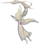 Birthstone Pewter Angel BROOCH PIN Ornament Pendant October Tourmaline Crystal Silver Photo 0