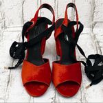 Topshop  Royal Red Velvet Lace up Heels 38 Photo 6