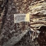 Fashion Scarf Brown Cream Soft Acrylic Wrap Scarf Asymmetrical Stripes OS Photo 4