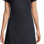 Theory  Dolman Shift‎ Short Sleeve Windowpane Knit Dress Size M Photo 0