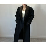 Vintage 80s Jonathan Michael Black Wool Coat Paisley Collar Made in USA L/XL Size L Photo 1
