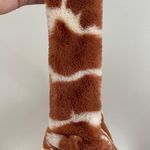 Y2K 90's Handmade Orange Creme Giraffe Print Plush Shoulder Bag Purse Photo 6