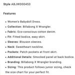 Billabong x Wrangler Just a Dream Babydoll Dress, Blue, White Flowers Sundress Photo 7