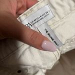 ZARA The Grunge Pant Jeans White Loose Barrel Raw Hem White- Size 26 (4) Photo 4