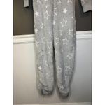 SO  Intimates One-piece Pajamas Womens Medium Gray Stars Hooded Zip Sherpa Fleece Photo 2