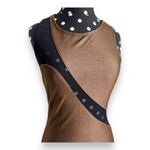 Forever 21  Womens Dress Sz S Bronze‎ Black Shiny Sheer Insets Formal HoCo Photo 2