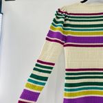 Free People Gidget Ivory Striped Long Sleeve V-Neck Knit Sweater Dress Size M Photo 13