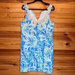 Lilly Pulitzer  Gabby Shift Dress in Bennett blue salty seas sequin beaded 14 Photo 6