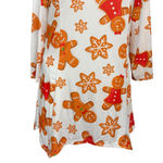 Lily by Firmiana Gingerbread Print Holiday Tunic Dress XL White Photo 2