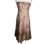 Ideology Strapless Silk Midi Dress Size 8 Gold Pink Lace Trim Zipper Lined Photo 1