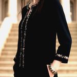 Joseph A Vintage Embellished Black Knit Cardigan Sweater Small Jeweled Embroidered Glam Photo 4