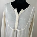 Lucky Brand  Waffle Knit Henley Style V Neck Long Sleeve Tunic Top Photo 3