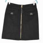 Per Se Gray Front Zip Skirt Size 2 Wool Angora Blend Faux Leather Accent Photo 0