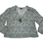 Frye  Floral Tassel Tie Gauze Blouse-Tunic Sz XL Country Cottage Cowgirl Boho Y2K Photo 1