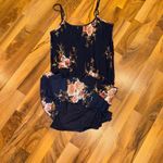 Bishop and Young Navy Blue Floral Print Pleated Maxi Dress tank adjustable lined Photo 2