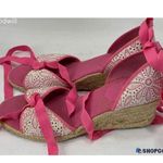 Lilly Pulitzer Women's Pink White Espadrille Wedges Size 8.8 Photo 0