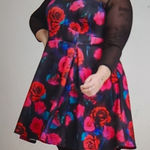 Torrid  MINI SCUBA ILLUSION NECK DRESS BLACK FLOWERS 1X Photo 0