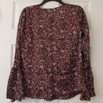 Bobeau  | maroon cream patterned bell sleeve blouse Photo 5
