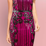 Elegant Magenta Sequin Dress, Size Small Pink Photo 1