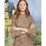 HVN Ashley Silk Tiger Print Bell Sleeve Mini Dress Photo 3