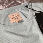 Chaser  Women's Aloe Green Drawstring Ruched Long Sleeve Dress Size S ribbed Photo 4