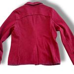 Lands' End Blazer Women 14P Red Button Up Pockets Stretch Knit Office Career Work Photo 1