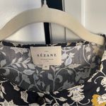 Sézane Sezane Roby navy blue Yellow Ruffle Floral Long Sleeve Blouse button up top Photo 3