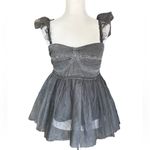 Anthropologie Pilcro Tulle Denim Peplum Top Photo 3