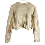 Ivory Faux Suede Fringe Cropped Jacket Western Boho Cowgirl Size XL 12 Photo 4