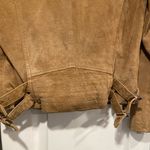 BCBGeneration Size S Camel Tan Suede Full Zip Buckles Moto Bomber Jacket Leather Photo 11