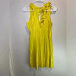 Calypso St. Barth‎ Y2K 100% Silk Flowers Decorated Yellow Mini Dress Photo 9