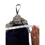 Vintage Velvet Slip NightGown Lace Trim Adjustable Straps Side Slit Y2k Nightie Blue Size M Photo 3