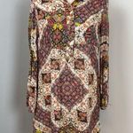 Ivy Jane  Colorful Boho Retro Long Sleeve Shirt Dress Small Mosaic Photo 0