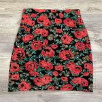 Swool Navy, Pink, Tan & Green Floral Print Knit Stretch Mini Skirt Size Medium Multiple Photo 4