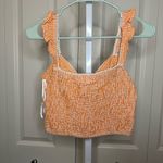 Sim & S Orange Gingham Crop Top Ruffle Strap Button Front Cottagecore Summer Photo 2