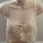 ZARA Crochet Beige Button Front Spaghetti Straps Crop Top, size M Photo 5