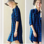 Madewell Latitude Blue Black Buffalo Plaid Flannel Shirt Dress - Size XS Photo 1