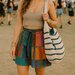 Handmade  knitted bag, blue and cream Hobo  Beach  Slouchy bag Photo 1