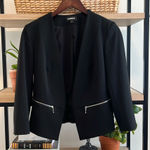 EXPRESS  Black Woven Zipper Pocket Blazer Jacket, 6 Photo 0