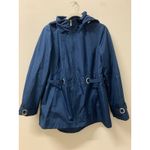 Susan Graver  Women’s Jacket Water Resistant Zip-Front Grommet Trim Blue Size M Photo 1