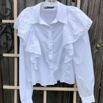 ZARA  Poplin Top with Eyelet Embroidery 🌸 XS Photo 3