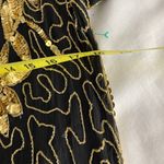 Vintage 80s Jean for Joseph Le Bon Gold and Black Sequin Floral Beaded Top Small Photo 5