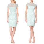 Tadashi Shoji Mint Green Lace Cap Sleeve Dress Size 12 Embroidered Cocktail Photo 13
