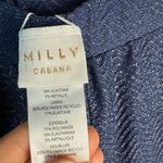 Milly Cabana Chevron Shimmer Pull On Pants Navy Silver Size L Beach Pool Resort Photo 6