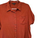 Moa Moa Burnt Orange Dark Short Sleeve Button Down Front Shirt Size Large Photo 6