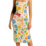 Jolie & Joy Graffiti Floral Ruched Slip Dress Medium Red Photo 1