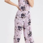 American Eagle  Lavender Floral Sleeveless Wide‎ Leg Jumpsuit Size S Photo 0