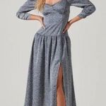 ASTR  Puff Sleeve Sweetheart NECK Dress Blue Floral Photo 0